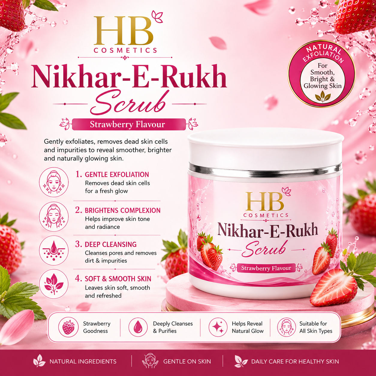 HB Cosmetics Nikhar-E-Rukh Strawberry Scrub