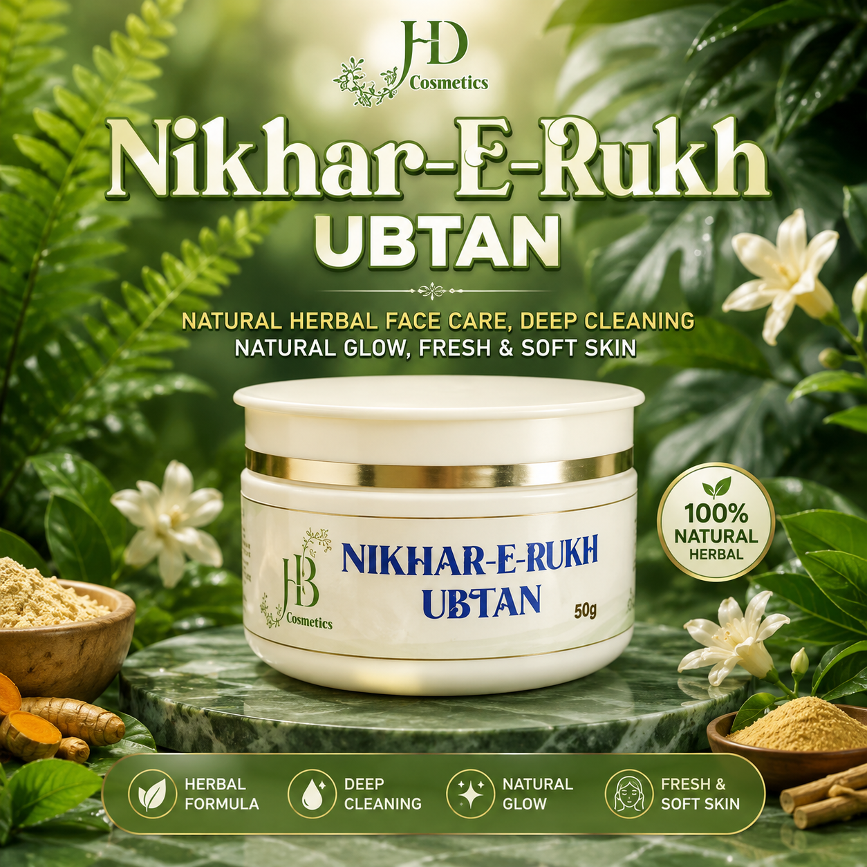 HD Cosmetics Nikhar-E-Rukh Ubtan – Natural Herbal Face Care (50g)